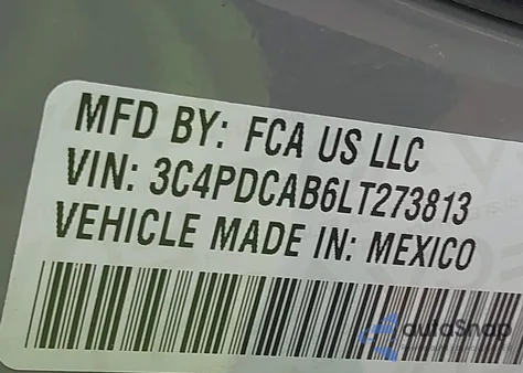 2020 Dodge Journey Se Value from USA, damaged, VIN 3C4PDCAB6LT273813